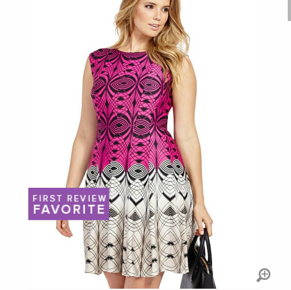Julian Taylor - Two-Tone Geometric Print Dress